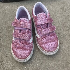 Little Girls Pink Glitter Vans (size 9.5)